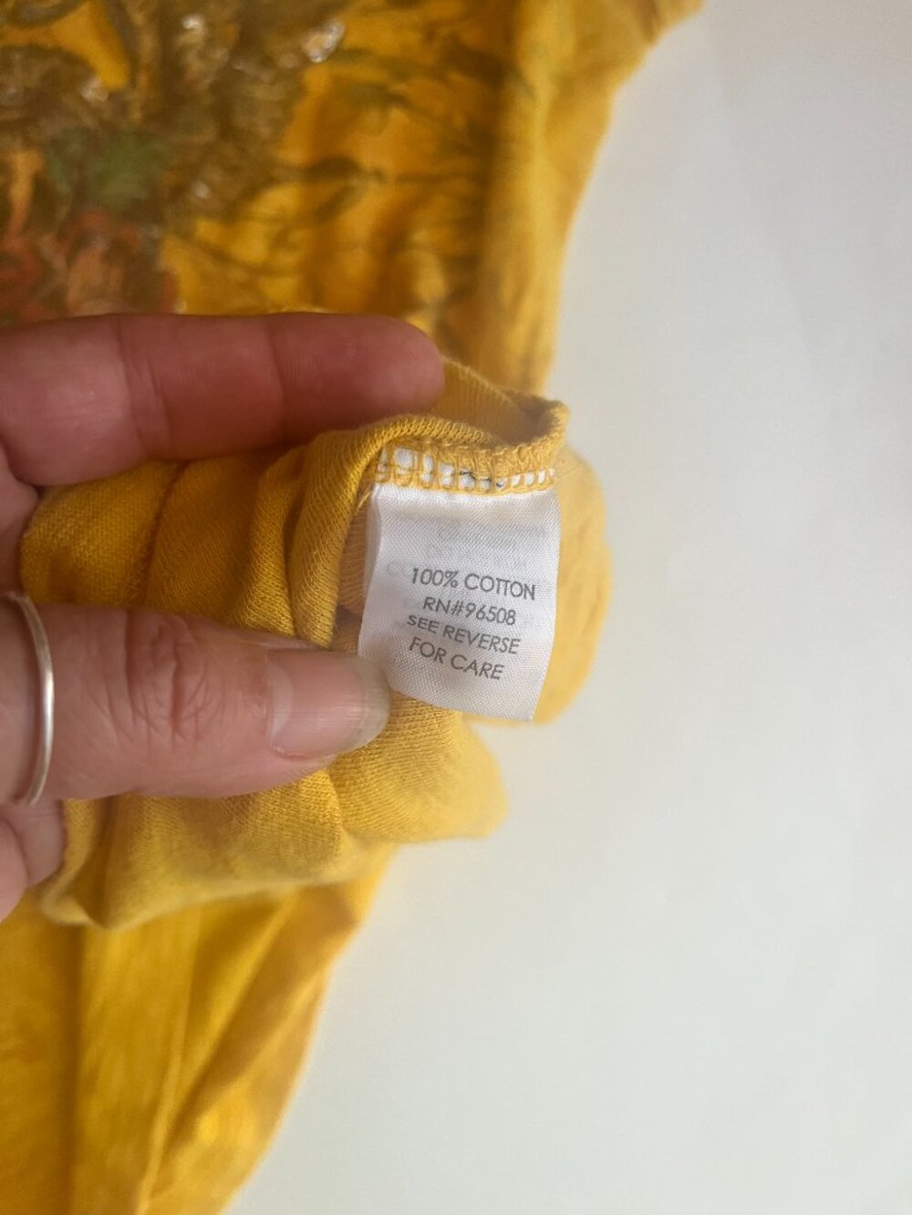 vintage FANG yellow eagle/rose graphic Round Neck Cap Sleeve Stretch XL - Picture 4 of 6